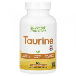 Super Nutrition, Таурин, 120 растительных капсул (500 мг на капсулу)