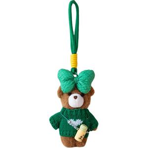 Плюшевый кулон свитер медвежонок 13см высота Velvet Mill, зеленый