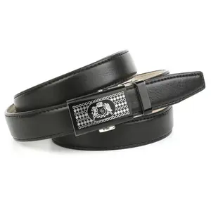 Кожаный ремень Anthoni Crown с узорчатой ​​застежкой, черный