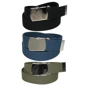 Регулируемый ремень из хлопка с никелевой пряжкой (набор из 3 цветов) CTM, черный/темно-синий/оливковый