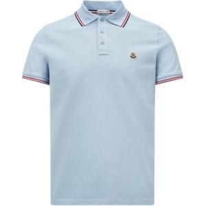 Поло с коротким рукавом и нашивкой с логотипом Moncler, светло-голубой