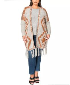 Кардиган-свитер большого размера с бахромой COIN 1804, мультиколор