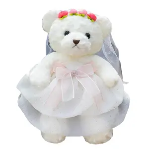 Мягкий и милый плюшевый мишка в свадебном платье, размер 45см/60см/75см Fluffy bear