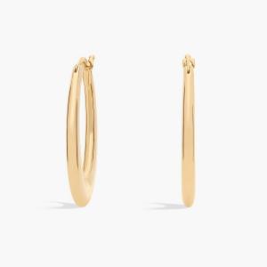 Овальные серьги-кольца из итальянского желтого золота 14 карат (25 X 17 мм) Blue Nile