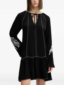 Мини-платье с вышивкой и завязками Desigual, черный