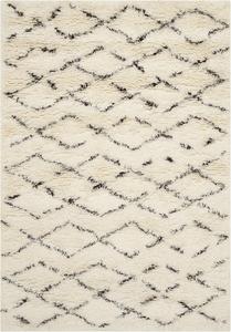 Ковер SAFAVIEH, 92 x 153 см, Casablanca Collection, Ivory & Brown, ручной работы, марокканский стиль бохо, шерсть New Zealand, идеально для помещений с высокой проходимостью: прихожая, гостиная, спальня (CSB847A)
