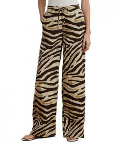 Широкие льняные брюки с принтом "зебра" Ralph Lauren, белый