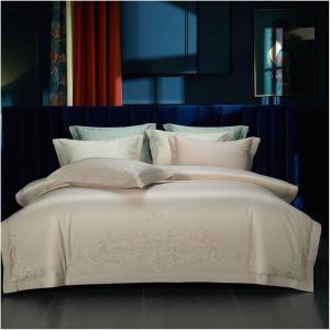 Zixmix Комплект постельного белья из египетского хлопка с вышивкой, 1000 нитей Pink