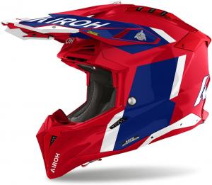 Мотоциклетный шлем Airoh Aviator 3 HPC Carbon Fiber Offroad, Gloss Glory Blue/Red