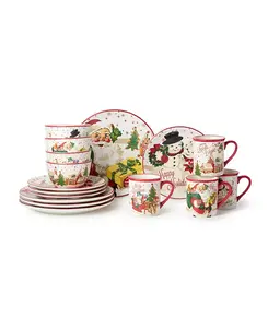 Ретро-Рождественский набор столовых приборов Santa's из 16 предметов, сервиз на 4 персоны Certified International, multi