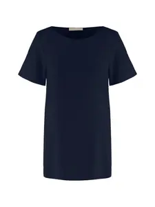 Футболка с короткими рукавами и закругленным подолом Allude, синий