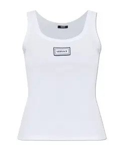 Ребристый топ из эластичного хлопка Versace, белый