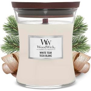 Ароматическая свеча Woodwick Hourglass, белый тик, белые тиковые песочные часы Millefiori