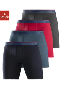 Bench Длинные боксеры (4 шт. в упаковке) с узкими полосками на тканом поясе с логотипом, красный