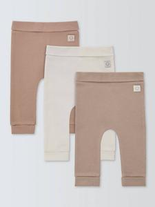 Детские ребристые леггинсы John Lewis, Pack of 3, Neutral Multi