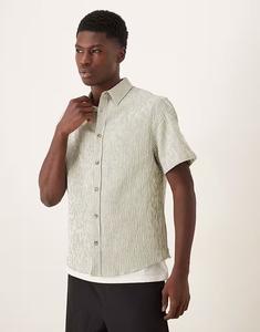 Рубашка классического кроя из сирсакера в полоску цвета шалфея Asos Design