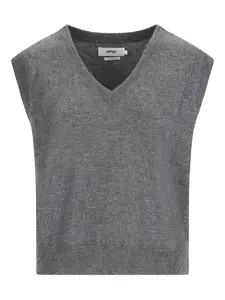 Кардиган из шерсти с v-образным вырезом Elsie Notshy, серый