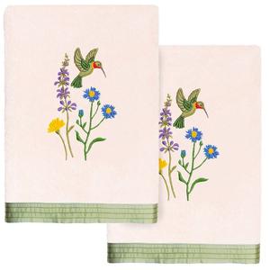 Linum Текстиль для дома Турецкий хлопок Hada Набор украшенных полотенец для рук из 2 предметов Linum Home Textiles, цвет Blush