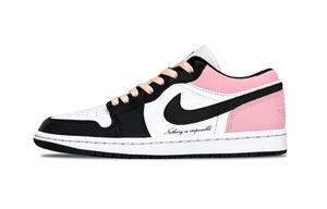 Jordan Баскетбольные кроссовки Air 1 Heartwarming Whisper с низким верхом, устойчивые к истиранию, винтажные, унисекс, черно-розовые