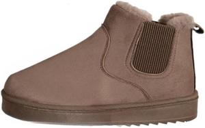 Женские сапоги стильные комфортные из искусственной кожи и замши на плоской подошве, снежные сапоги для тепла и моды - короткие модели для дома и улицы Faithgee, Khaki