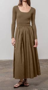 Длинный свитер-платье с ребристыми рукавами в цвете тауп MOON RIVER, Taupe