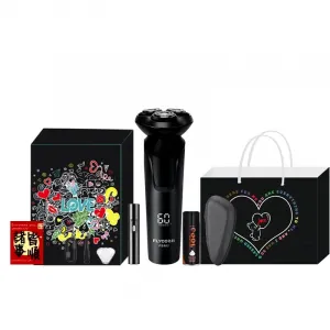 FS903 Rotary Razors Full Body Washable, Fast Charging, Мужская электробритва FLYCO, fs903 black bear box+nose hair trimmer+storage bag