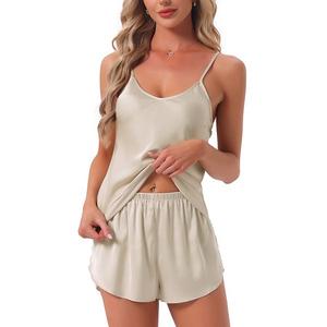 Женский пижамный комплект с топом-ками и шортами с эластичной талией Inspire Chic, Beige