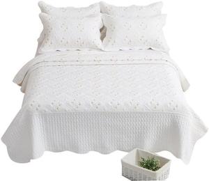 YUSIWOAL Комплект постельного белья классический сливовый вышитый белый стеганый