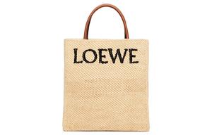 Сумка-шоппер из соломки, натуральная и черная LOEWE