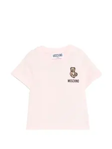 Футболка с отделкой в виде мишки Moschino Kids, розовый