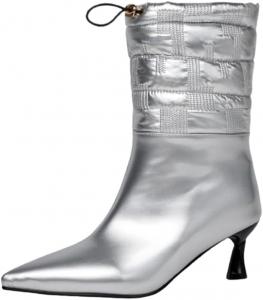 Женские короткие ботинки LYYSKY с каблуком 6 см. Пожалуйста, ознакомьтесь с таблицей размеров и описанием товара. Размеры: US2-US15 / EU32-EU48, Silver(Pu)