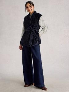 Утепленный жилет Gigi Velvet с эффектом стежки White Stuff, Dark Navy
