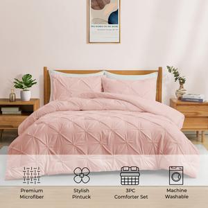 Наборы одеял из 3 предметов с защипами и складками Одеяло королевского размера Peace Nest, цвет Pink