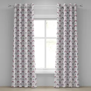 Штора на люверсах Ежик от ABAKUHAUS, разноцветные колючие зверьки с милыми мордашками, каракули с цветочным рисунком из мультфильма, декоративные двухпанельные шторы на окно, 280 см x 175 см, розовый, фиолетовый, черный Abakuhaus