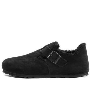 Кроссовки london shearling suede leather narrow fit sandals 'black' Birkenstock, черный