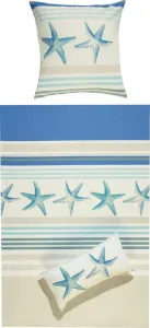 Постельное белье сине-бежевое 1x 200x200 см + 2x 40x80 см REDBEST