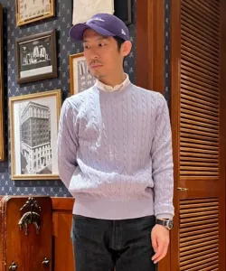 Свитер с круглым вырезом из хлопка Supima с косами