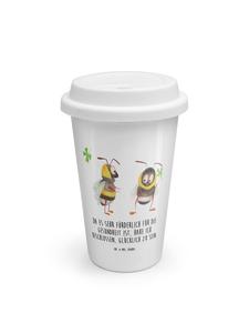Mr. & Mrs. Panda Термокружка с изображением шмеля и клеверного листа и надписью белого цвета