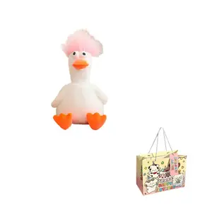 Уродливо-милая уточка с петелькой, плюшевая кукла с причудливой прической и взъерошенными перьями, высота 40см/50см/60см KUMAOYA, розовый