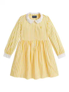 Полосатое платье с длинными рукавами Polo Ralph Lauren Kids, желтый