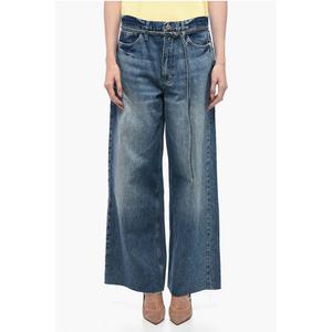 Мешковатые джинсы с высокой талией и необработанным краем Frame, Blue