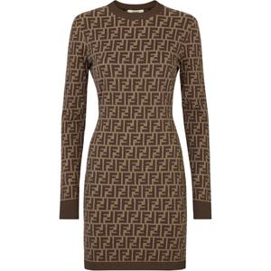 Футболка с длинными рукавами и монограммой FENDI, коричневая