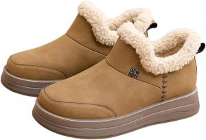 Зимние женские ботинки на хлопковой подкладке, ботинки на шнуровке с толстой подошвой, противоскользящие, с утеплителем, теплые и удобные, снегоступы WUNAMOX, Khaki