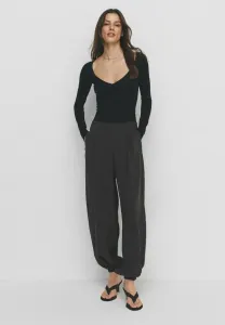 Комплект из 3 футболок с длинными рукавами и сборками спереди. The Set, Black/Chocolate Brown/Cream