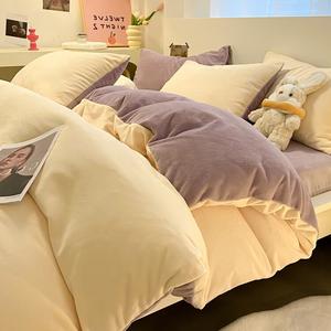Yalu Пододеяльник 200х230 см, молочный бархат, флисовая подкладка, утепленный, цвета Milkshake Yellow и Roland Purple