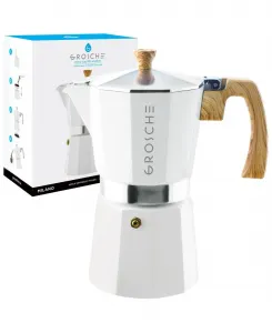 Кофеварка Milano для приготовления эспрессо на плите, мока-пот, на 9 чашек (440 мл) Grosche, белый
