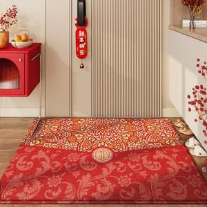 Dajiang Ковер 90х150 см для прихожей, красный, из ПВХ, легко чистить, с узором