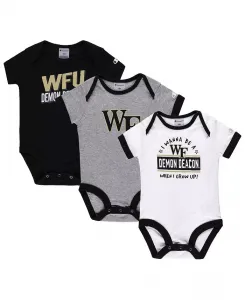Набор из трех боди для мальчиков и девочек Infant, черный и серый Heather, Wake Forest Demon Deacons I Wanna Be Champion