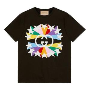 Футболка men's fw21 interlock double g printing cotton short sleeve black t-shirt Gucci, черный