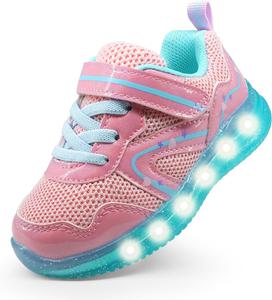 Детские кроссовки Floranate с подсветкой для мальчиков и девочек, светящиеся LED, легкие для прогулок и тенниса, для малышей и маленьких детей, розовый